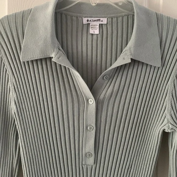 Athleta Mint Green Fitted Henley Shirt - Picture 3 of 5